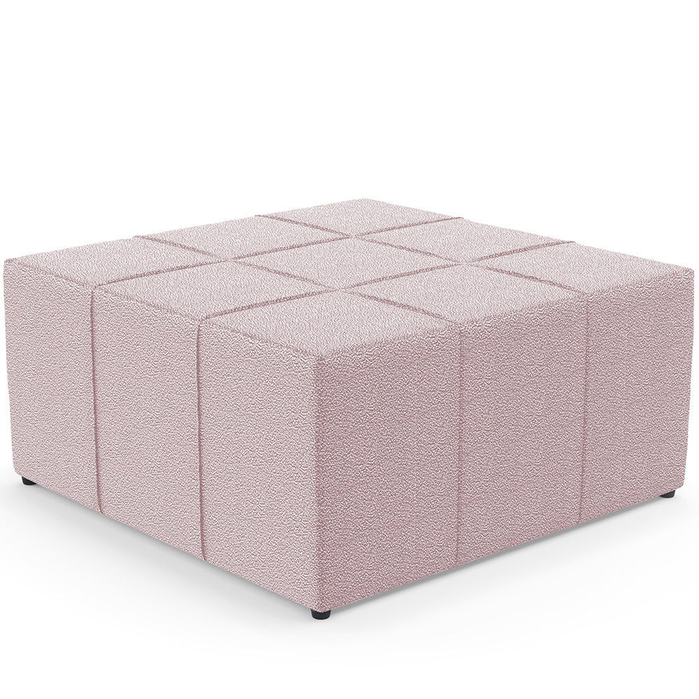 Kit 02 Puffs Decorativos Para Sala De Estar Quadrado Milano 90x90 W01 Bouclê Rosê - Lyam Decor