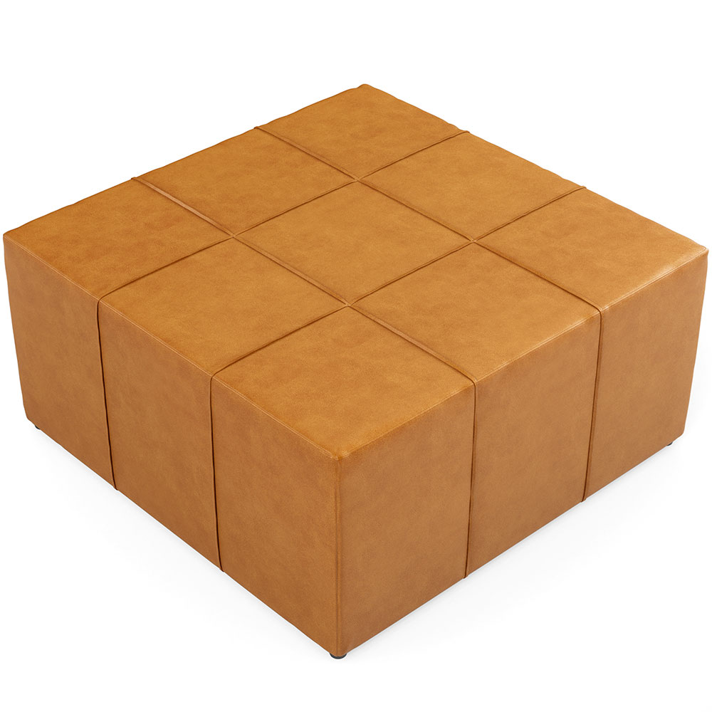 Kit 02 Puffs Decorativos Para Sala De Estar Quadrado Milano 90x90 W01 Couríssimo Whisky - Lyam Decor