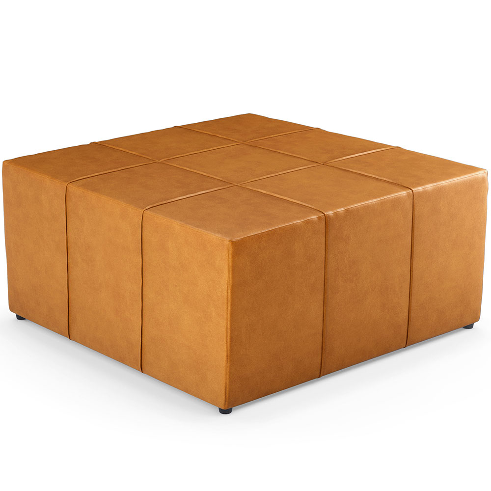 Kit 02 Puffs Decorativos Para Sala De Estar Quadrado Milano 90x90 W01 Couríssimo Whisky - Lyam Decor