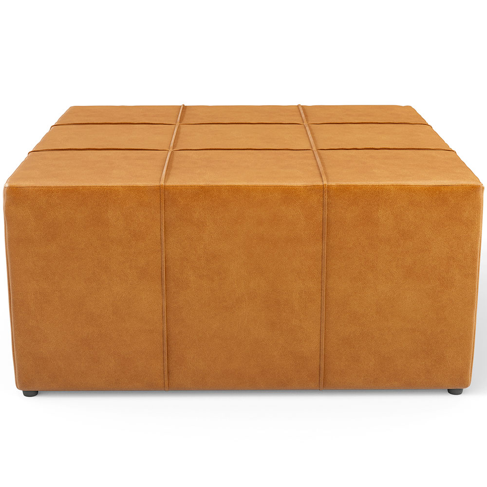 Kit 02 Puffs Decorativos Para Sala De Estar Quadrado Milano 90x90 W01 Couríssimo Whisky - Lyam Decor