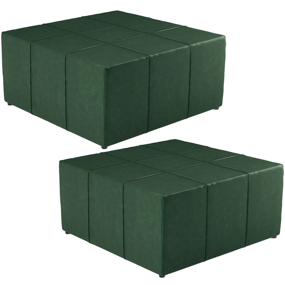 Kit 02 Puffs Decorativos Para Sala De Estar Quadrado Milano 90x90 W01 Facto Verde Musgo - Lyam Decor
