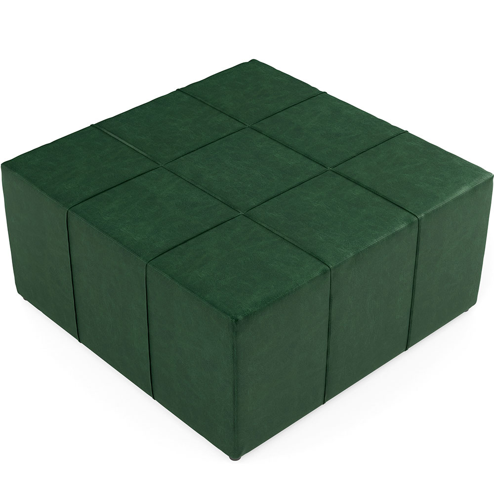 Kit 02 Puffs Decorativos Para Sala De Estar Quadrado Milano 90x90 W01 Facto Verde Musgo - Lyam Decor