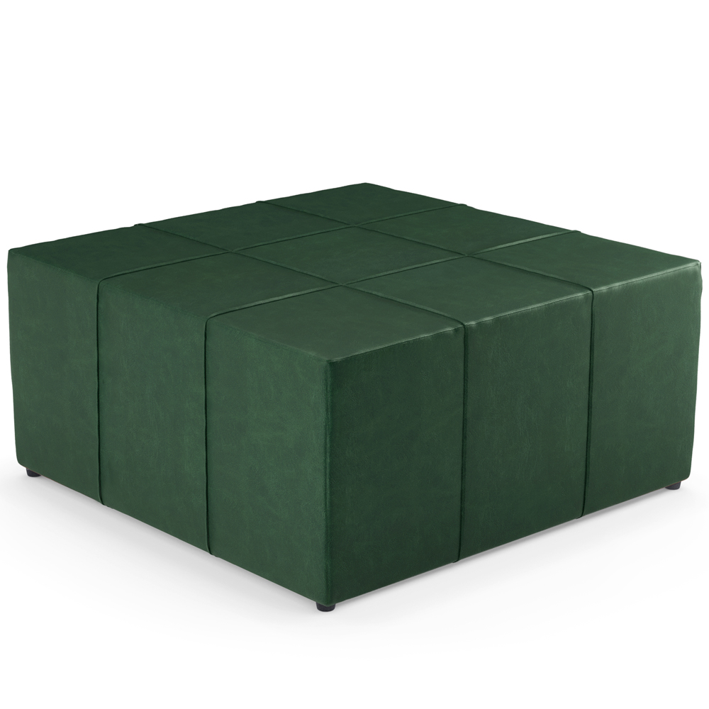 Kit 02 Puffs Decorativos Para Sala De Estar Quadrado Milano 90x90 W01 Facto Verde Musgo - Lyam Decor
