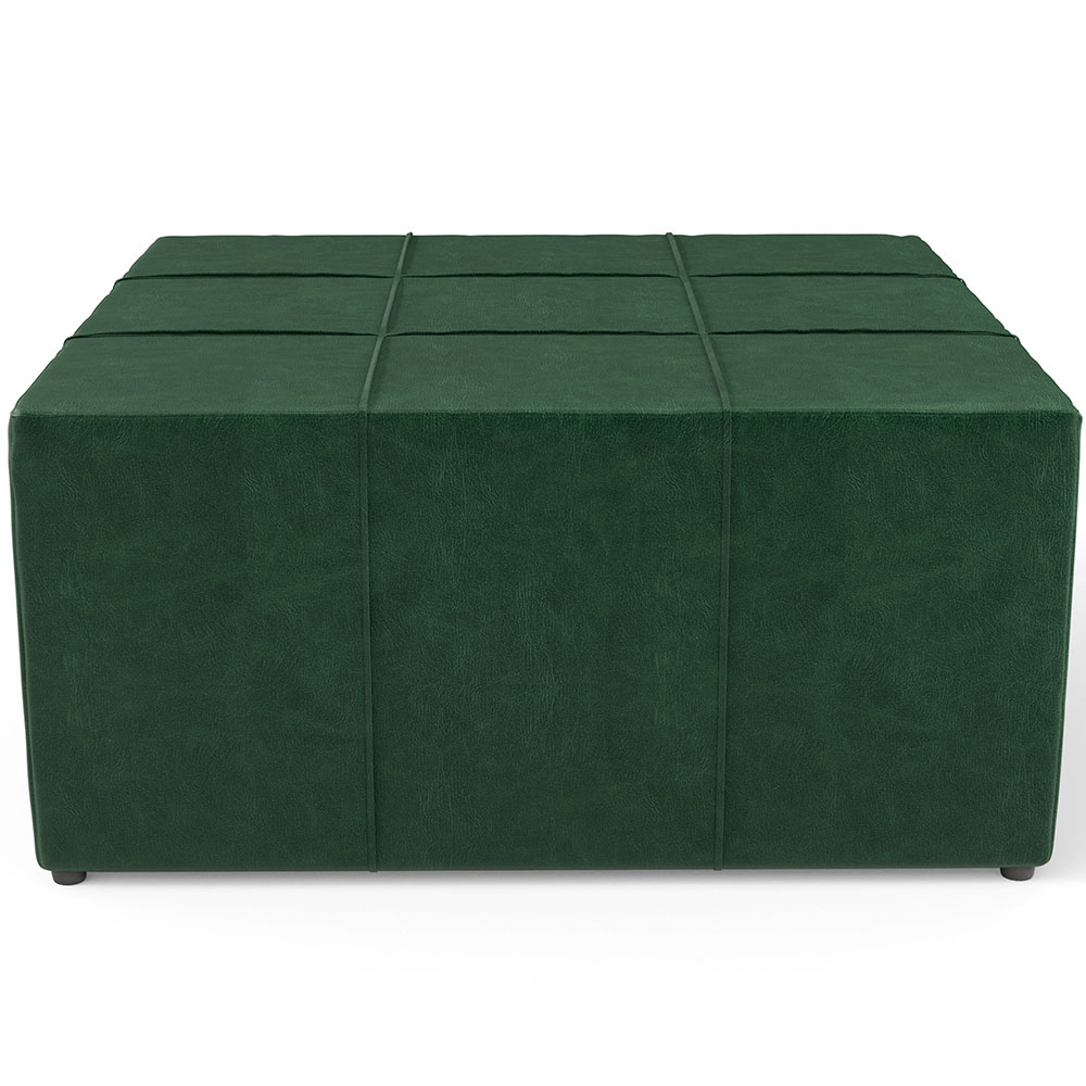 Kit 02 Puffs Decorativos Para Sala De Estar Quadrado Milano 90x90 W01 Facto Verde Musgo - Lyam Decor