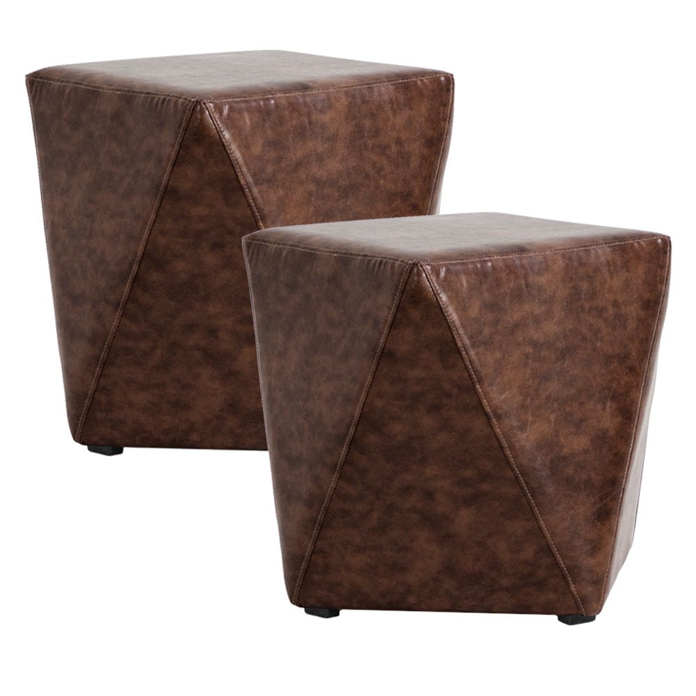 Kit 02 Puffs Decorativos Para Sala de Estar Ametista D02 Facto Marrom B-38 - Lyam Decor
