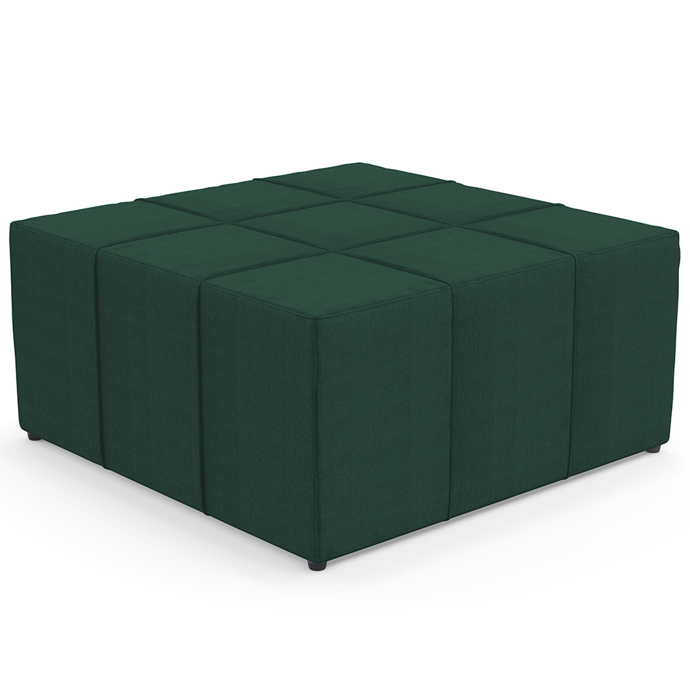 Kit 02 Puffs Decorativos Para Sala de Estar Quadrado Milano 90x90 W01 Linho Verde Musgo - Lyam Decor