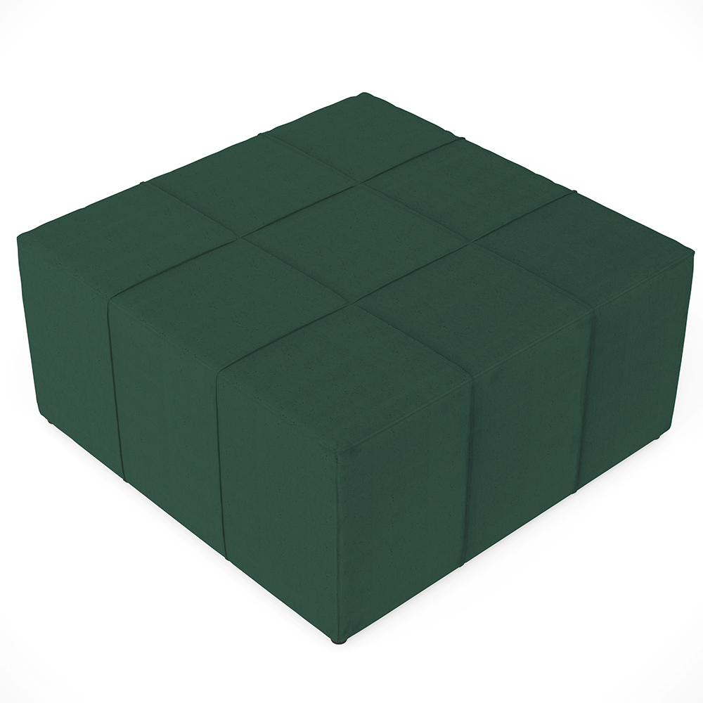 Kit 02 Puffs Decorativos Para Sala de Estar Quadrado Milano 90x90 W01 Linho Verde Musgo - Lyam Decor