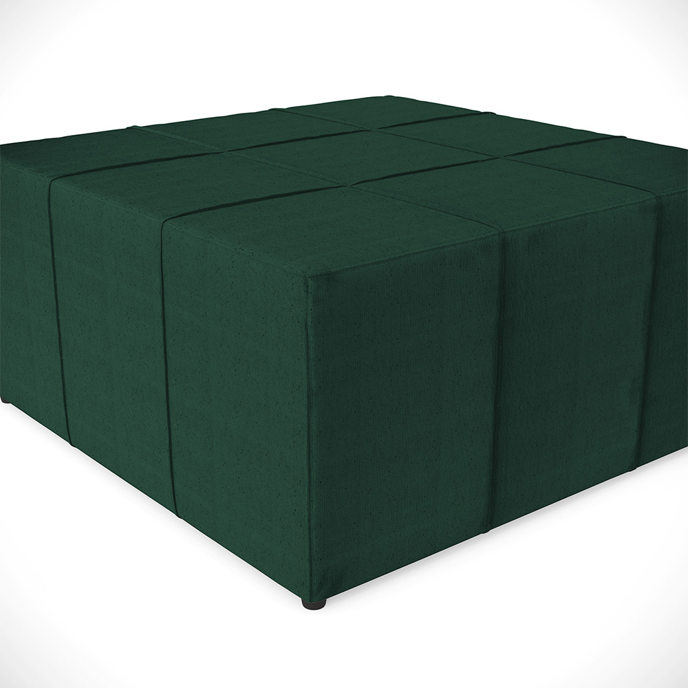 Kit 02 Puffs Decorativos Para Sala de Estar Quadrado Milano 90x90 W01 Linho Verde Musgo - Lyam Decor