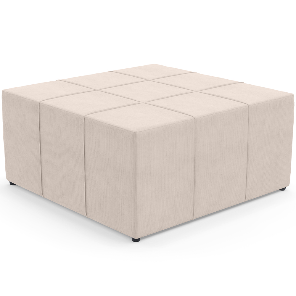 Kit 02 Puffs Decorativos Para Sala de Estar Quadrado Milano 90x90 W01 Suede Bege - Lyam Decor