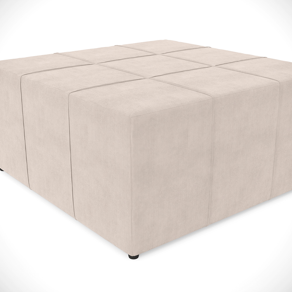 Kit 02 Puffs Decorativos Para Sala de Estar Quadrado Milano 90x90 W01 Suede Bege - Lyam Decor