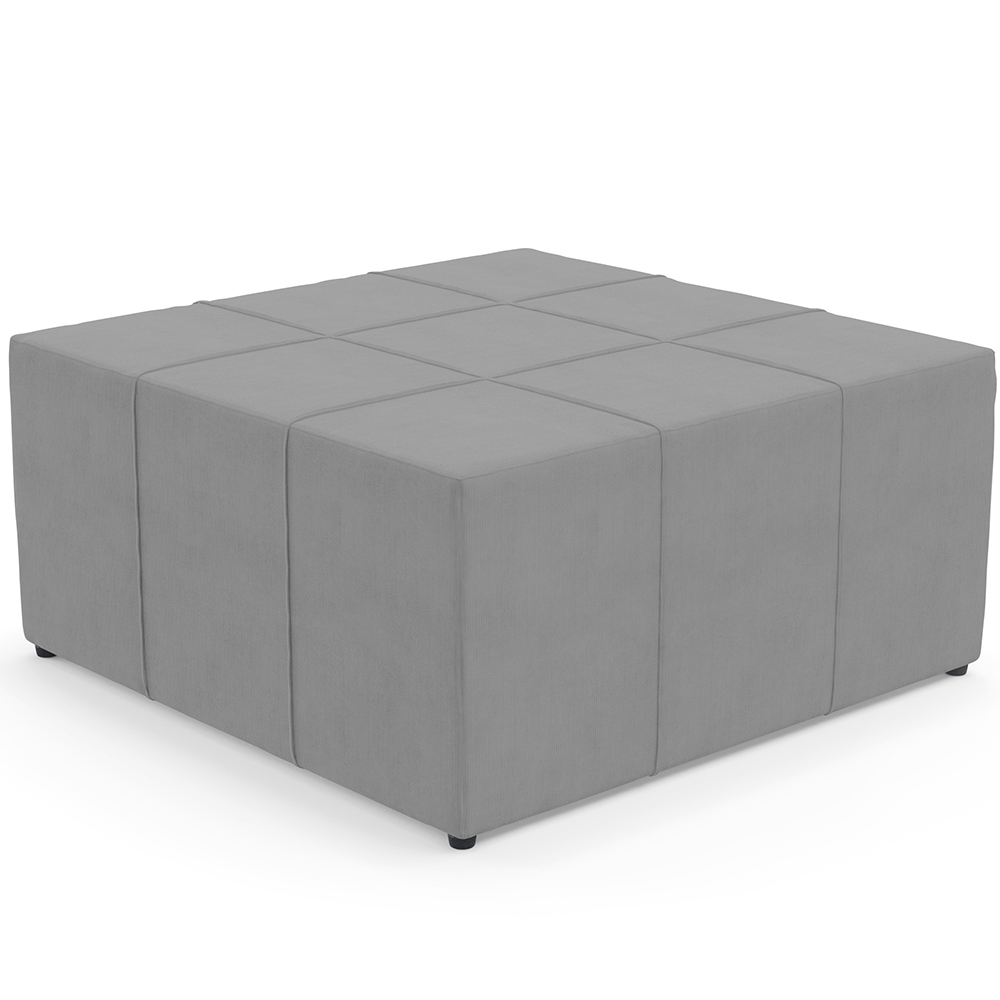 Kit 02 Puffs Decorativos Para Sala de Estar Quadrado Milano 90x90 W01 Suede Cinza - Lyam Decor