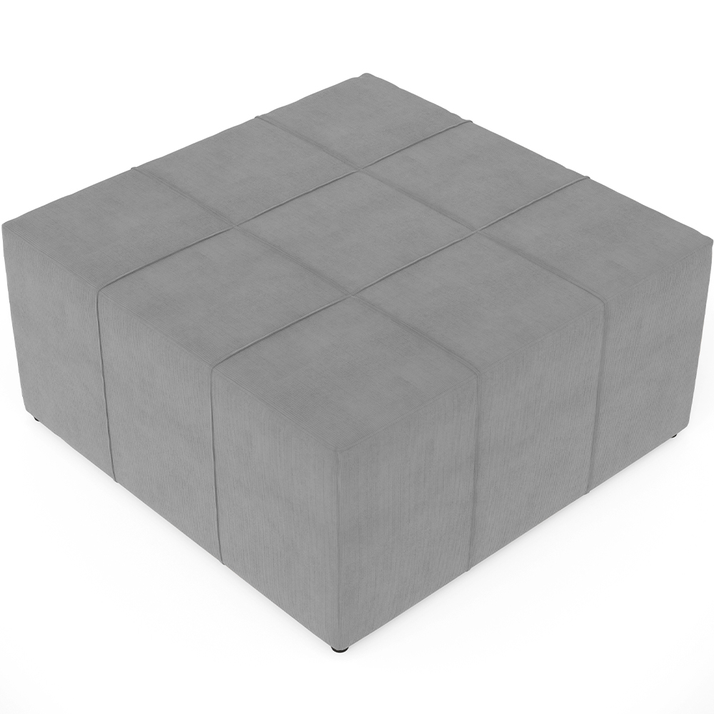 Kit 02 Puffs Decorativos Para Sala de Estar Quadrado Milano 90x90 W01 Suede Cinza - Lyam Decor