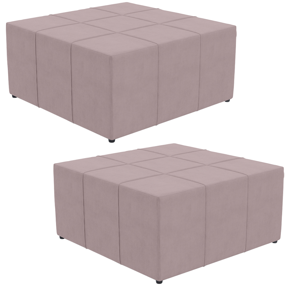 Kit 02 Puffs Decorativos Para Sala de Estar Quadrado Milano 90x90 W01 Suede Rosê - Lyam Decor