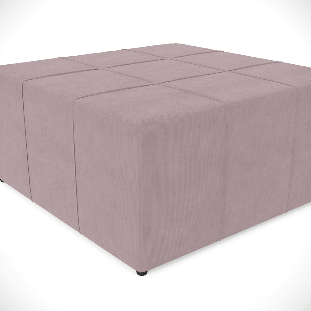 Kit 02 Puffs Decorativos Para Sala de Estar Quadrado Milano 90x90 W01 Suede Rosê - Lyam Decor