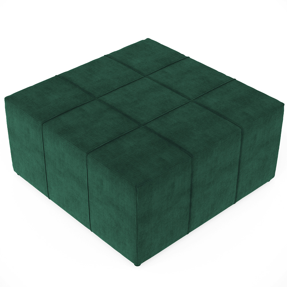 Kit 02 Puffs Decorativos Para Sala de Estar Quadrado Milano 90x90 W01 Suede Verde Musgo - Lyam Decor