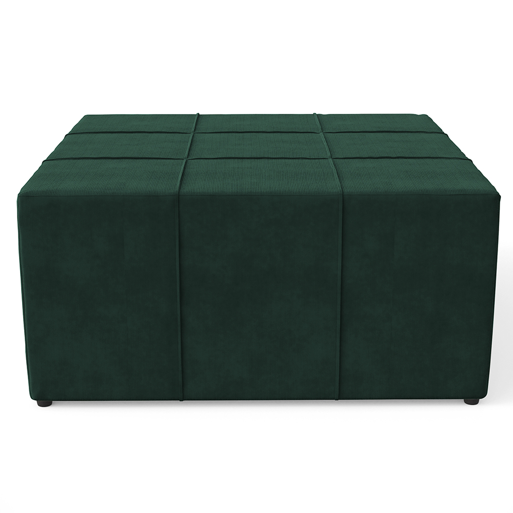 Kit 02 Puffs Decorativos Para Sala de Estar Quadrado Milano 90x90 W01 Suede Verde Musgo - Lyam Decor