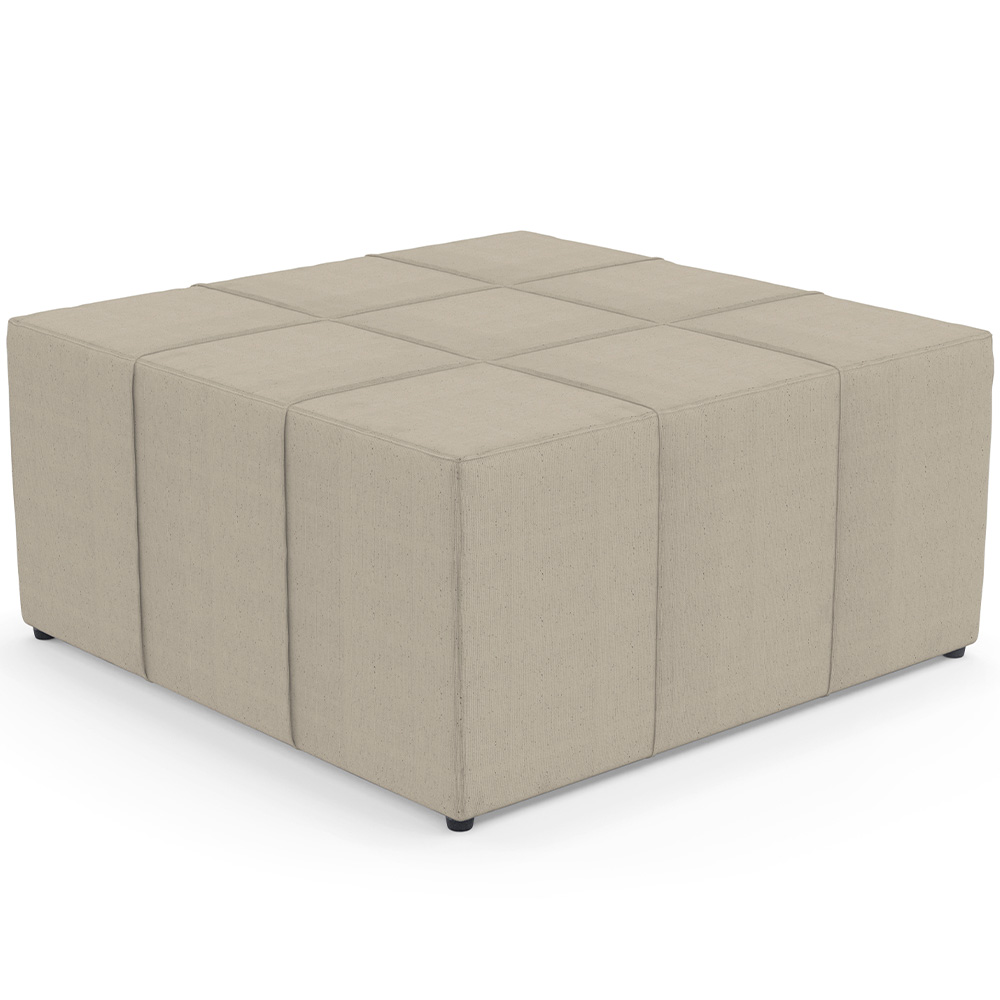 Kit 02 Puffs Decorativos Para Sala de Estar Quadrado Milano 90x90cm W01 Linho Bege - Lyam Decor