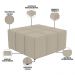 Kit 02 Puffs Decorativos Para Sala de Estar Quadrado Milano 90x90cm W01 Linho Bege - Lyam Decor