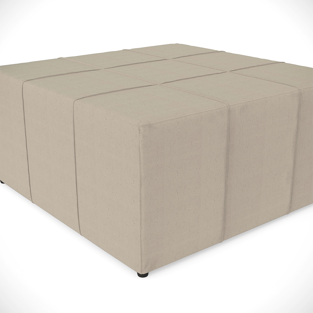 Kit 02 Puffs Decorativos Para Sala de Estar Quadrado Milano 90x90cm W01 Linho Bege - Lyam Decor
