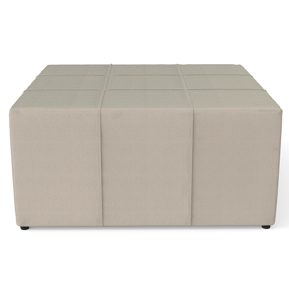 Kit 02 Puffs Decorativos Para Sala de Estar Quadrado Milano 90x90cm W01 Linho Bege - Lyam Decor