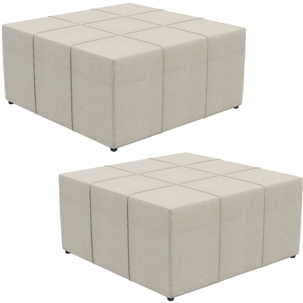 Kit 02 Puffs Decorativos Para Sala de Estar Quadrado Milano 90x90cm W01 Linho Champagne - Lyam Decor