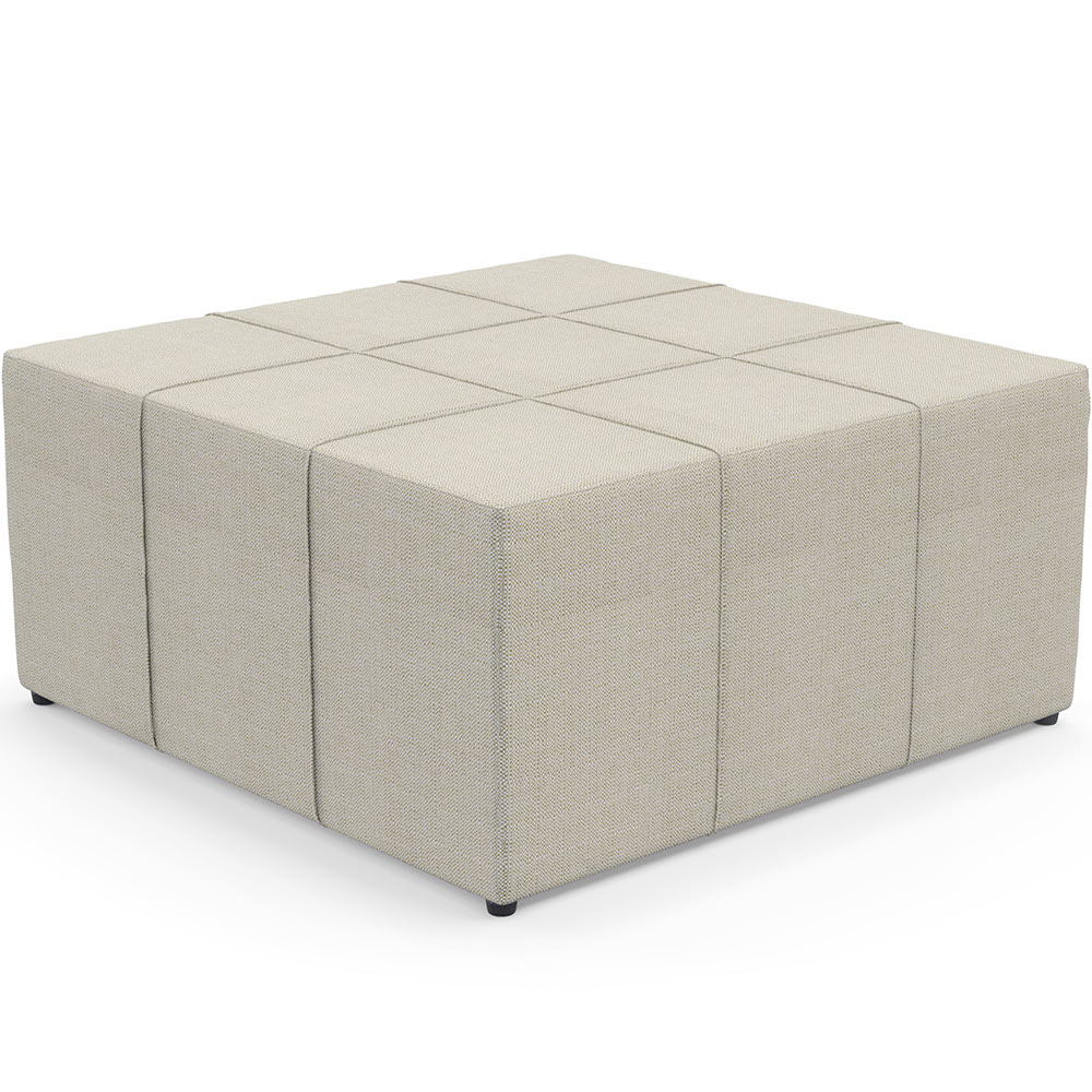 Kit 02 Puffs Decorativos Para Sala de Estar Quadrado Milano 90x90cm W01 Linho Champagne - Lyam Decor