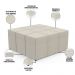 Kit 02 Puffs Decorativos Para Sala de Estar Quadrado Milano 90x90cm W01 Linho Champagne - Lyam Decor