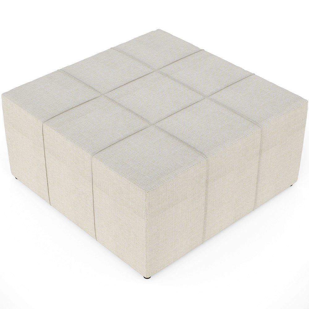 Kit 02 Puffs Decorativos Para Sala de Estar Quadrado Milano 90x90cm W01 Linho Champagne - Lyam Decor