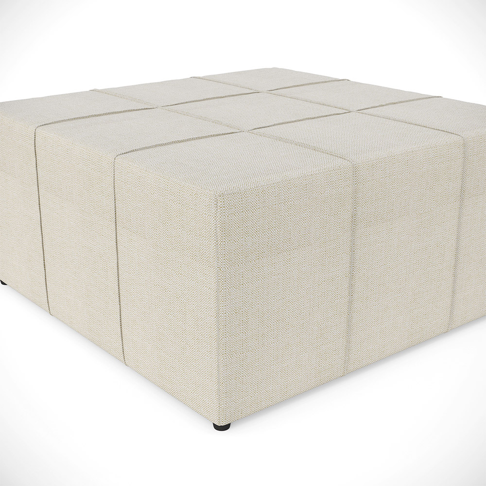 Kit 02 Puffs Decorativos Para Sala de Estar Quadrado Milano 90x90cm W01 Linho Champagne - Lyam Decor