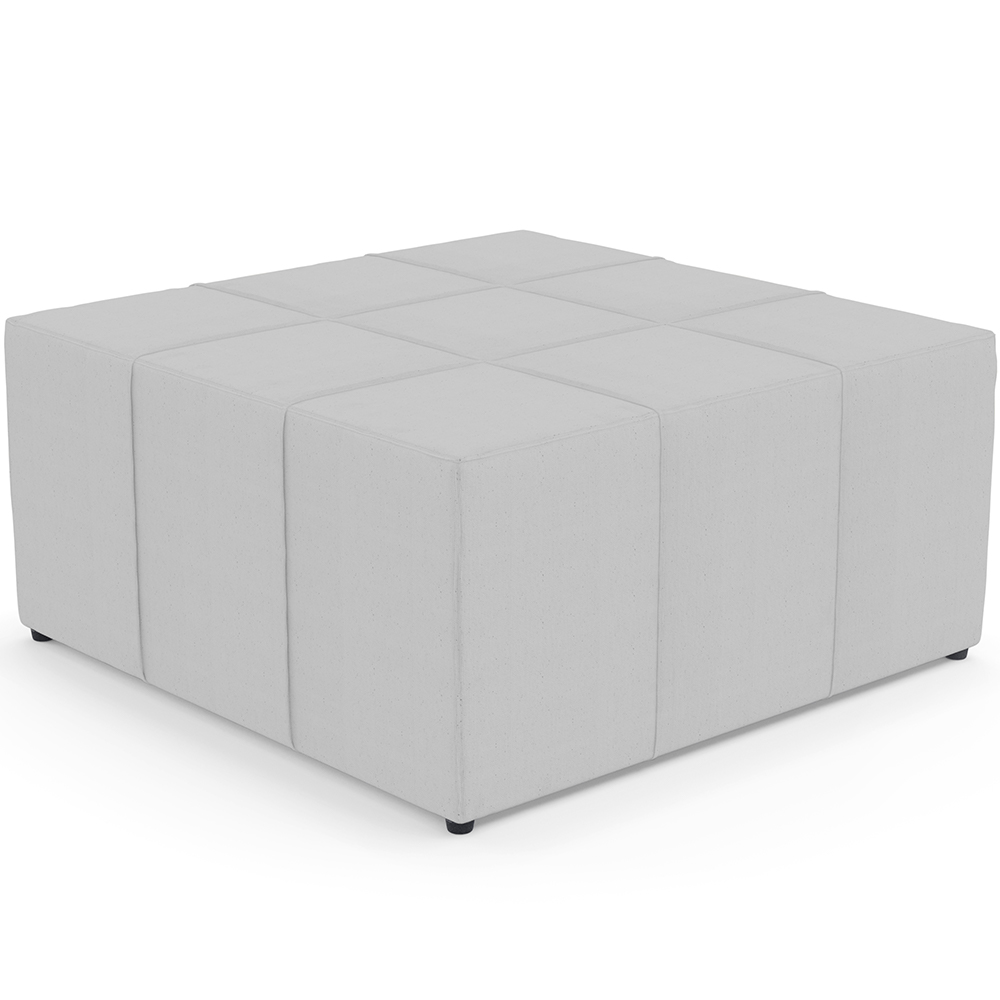 Kit 02 Puffs Decorativos Para Sala de Estar Quadrado Milano 90x90cm W01 Linho Cinza - Lyam Decor