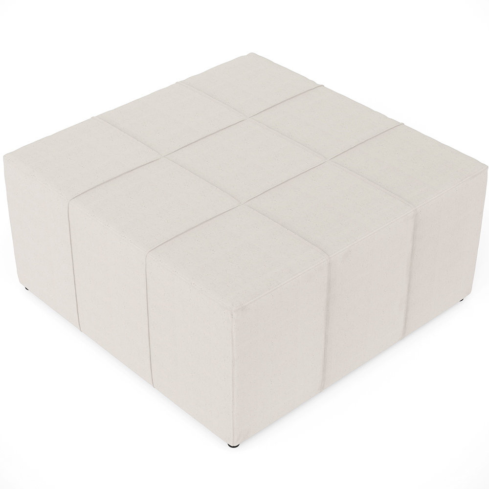 Kit 02 Puffs Decorativos Para Sala de Estar Quadrado Milano 90x90cm W01 Linho Cru - Lyam Decor