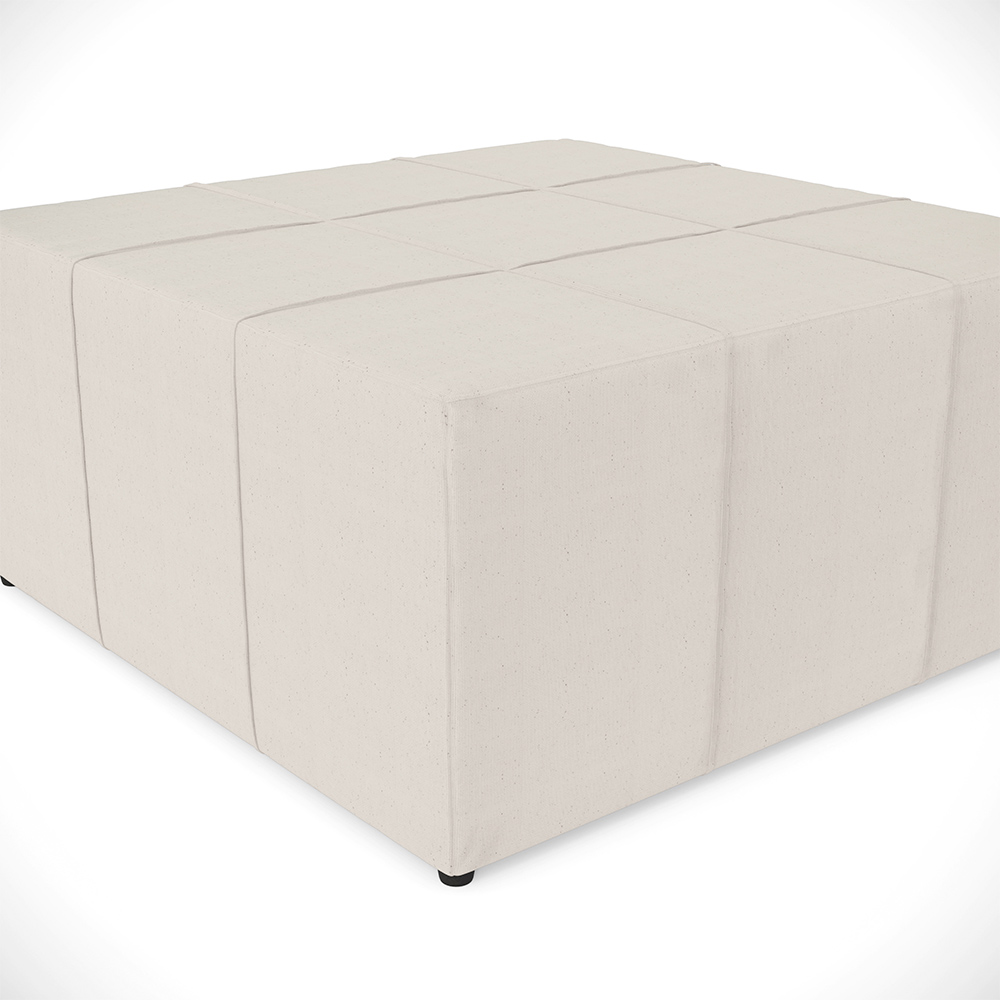 Kit 02 Puffs Decorativos Para Sala de Estar Quadrado Milano 90x90cm W01 Linho Cru - Lyam Decor