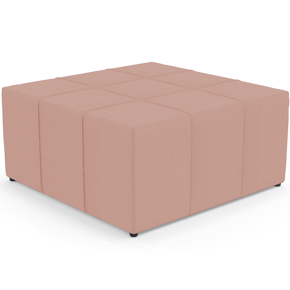 Kit 02 Puffs Decorativos Para Sala de Estar Quadrado Milano 90x90cm W01 Linho Rosê - Lyam Decor