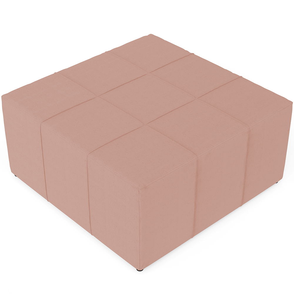 Kit 02 Puffs Decorativos Para Sala de Estar Quadrado Milano 90x90cm W01 Linho Rosê - Lyam Decor