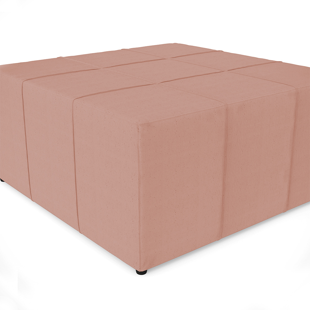Kit 02 Puffs Decorativos Para Sala de Estar Quadrado Milano 90x90cm W01 Linho Rosê - Lyam Decor