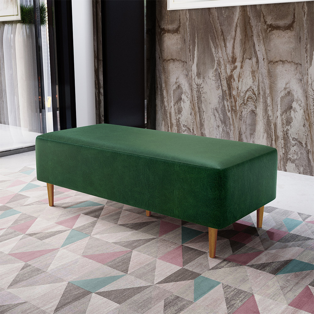 Kit 02 Puffs Decorativos Sala Estar Bali W01 Pés Palito 120x50cm Facto Verde Musgo - Lyam Decor