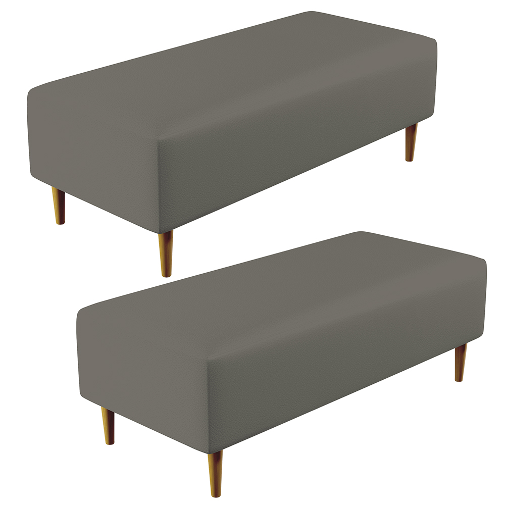 Kit 02 Puffs Decorativos Sala de Estar Bali W01 Pés Palito 120x50 cm Corano Cinza - Lyam Decor