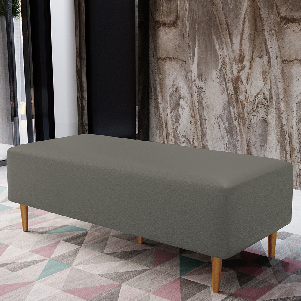 Kit 02 Puffs Decorativos Sala de Estar Bali W01 Pés Palito 120x50 cm Corano Cinza - Lyam Decor
