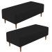 Kit 02 Puffs Decorativos Sala de Estar Bali W01 Pés Palito 120x50 cm Corano Preto - Lyam Decor