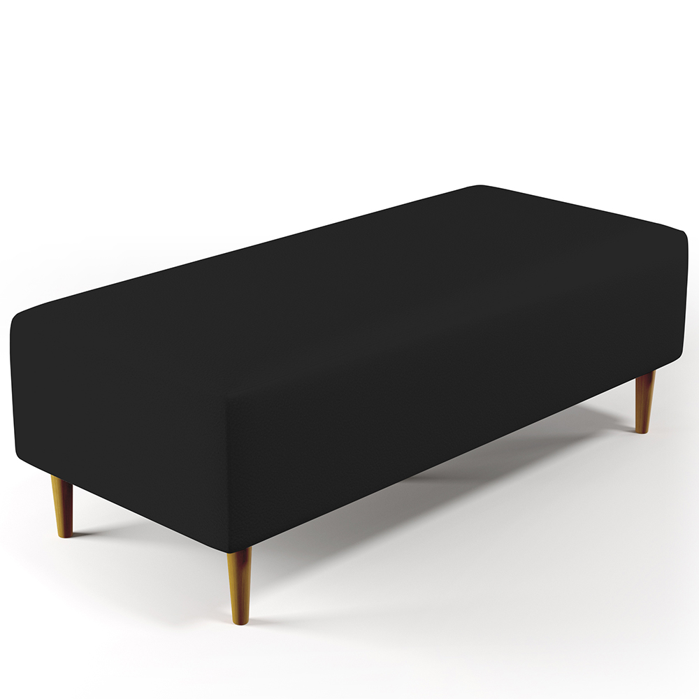 Kit 02 Puffs Decorativos Sala de Estar Bali W01 Pés Palito 120x50 cm Corano Preto - Lyam Decor