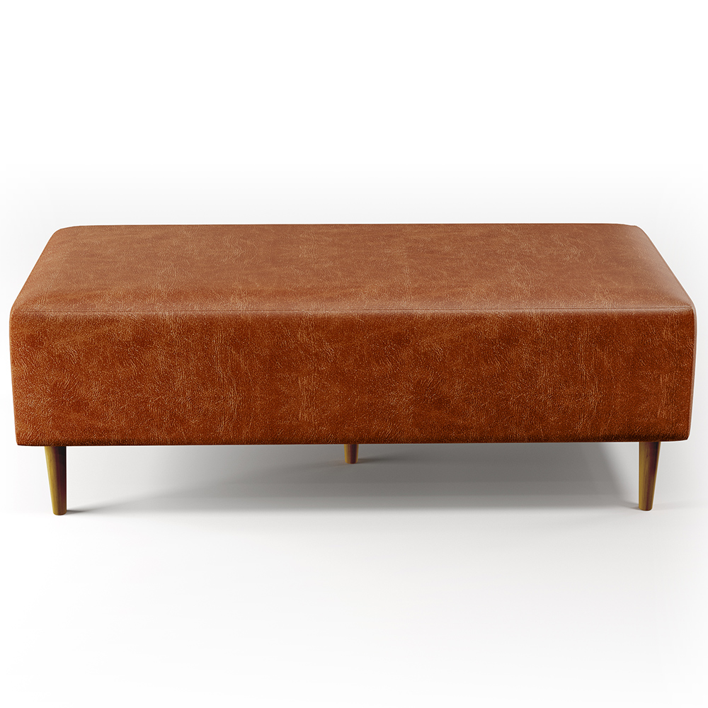 Kit 02 Puffs Decorativos Sala de Estar Bali W01 Pés Palito 120x50 cm Couríssimo Camel - Lyam Decor