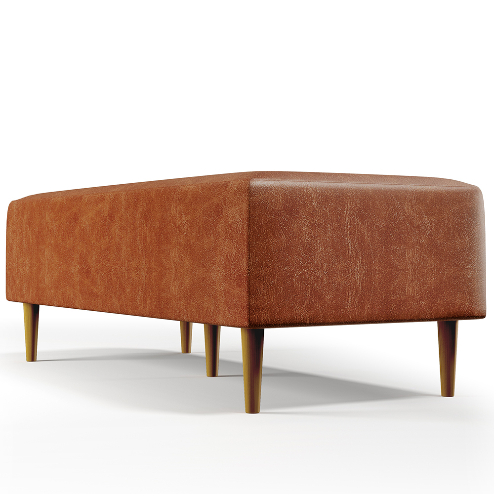 Kit 02 Puffs Decorativos Sala de Estar Bali W01 Pés Palito 120x50 cm Couríssimo Camel - Lyam Decor