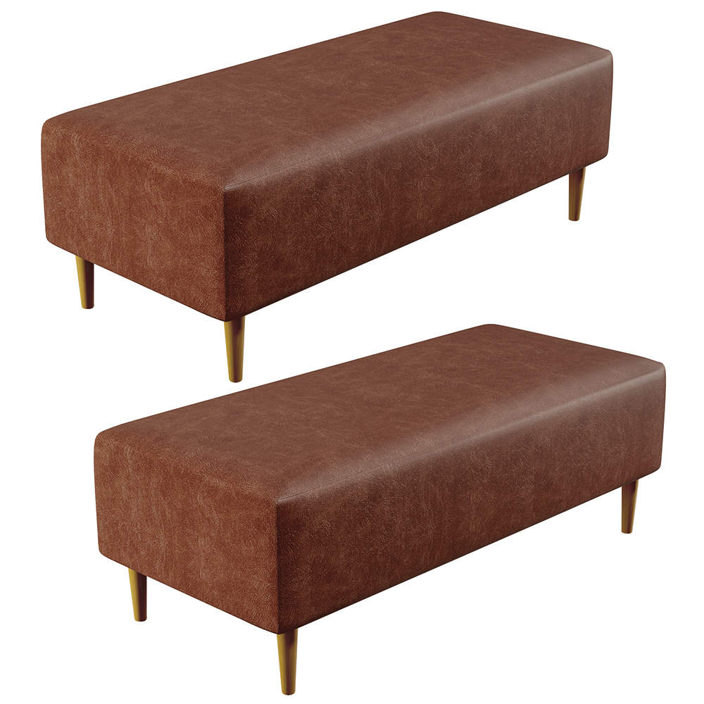 Kit 02 Puffs Decorativos Sala de Estar Bali W01 Pés Palito 120x50 cm Couríssimo Marrom - Lyam Decor