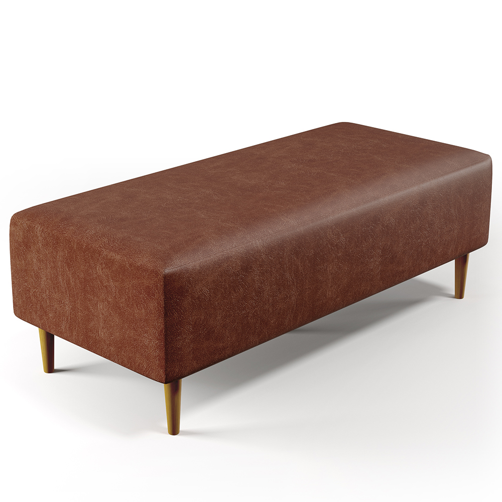 Kit 02 Puffs Decorativos Sala de Estar Bali W01 Pés Palito 120x50 cm Couríssimo Marrom - Lyam Decor