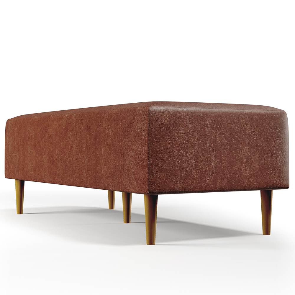 Kit 02 Puffs Decorativos Sala de Estar Bali W01 Pés Palito 120x50 cm Couríssimo Marrom - Lyam Decor