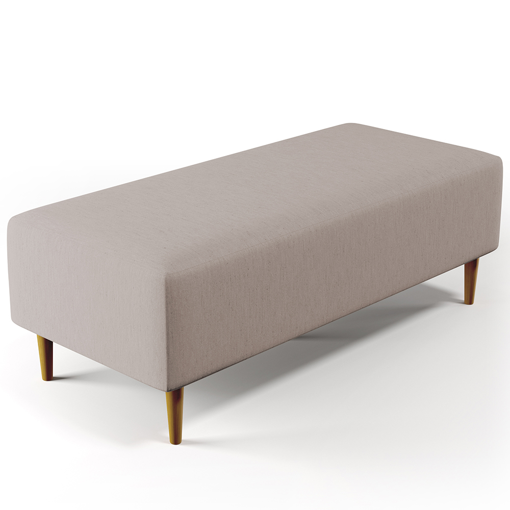 Kit 02 Puffs Decorativos Sala de Estar Bali W01 Pés Palito 120x50 cm Linho Bege - Lyam Decor
