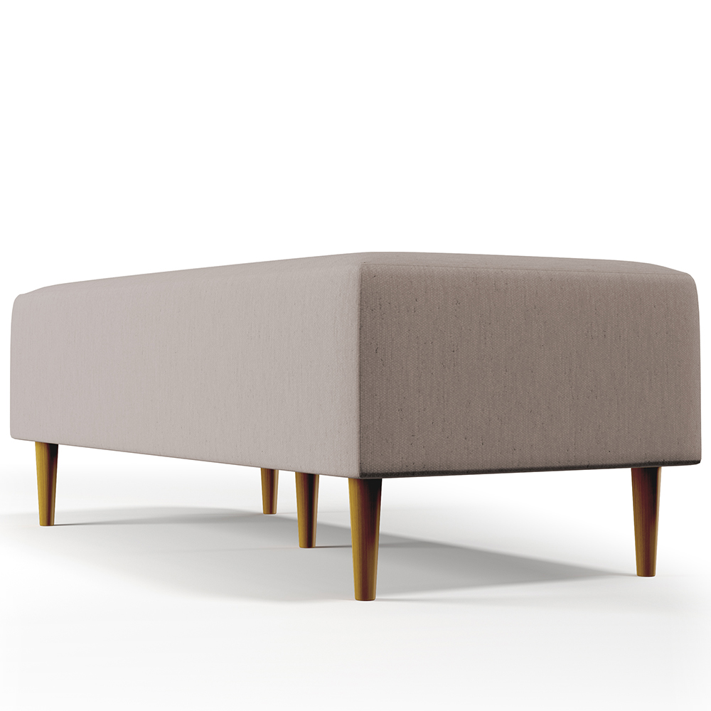 Kit 02 Puffs Decorativos Sala de Estar Bali W01 Pés Palito 120x50 cm Linho Bege - Lyam Decor