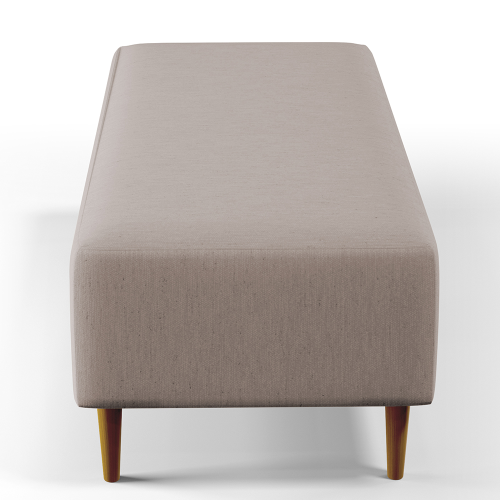Kit 02 Puffs Decorativos Sala de Estar Bali W01 Pés Palito 120x50 cm Linho Bege - Lyam Decor