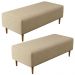 Kit 02 Puffs Decorativos Sala de Estar Bali W01 Pés Palito 120x50 cm Linho Bege Escuro - Lyam Decor