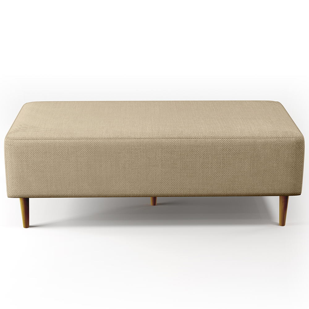Kit 02 Puffs Decorativos Sala de Estar Bali W01 Pés Palito 120x50 cm Linho Bege Escuro - Lyam Decor